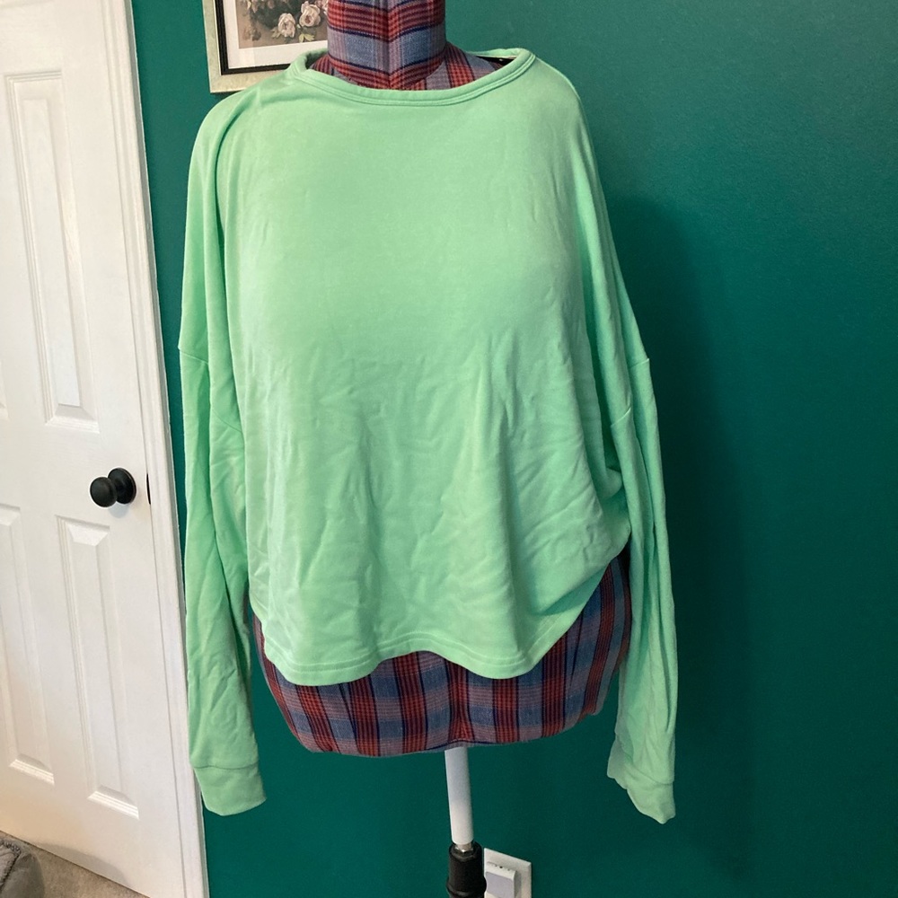NWT exhale long sleeve open back top